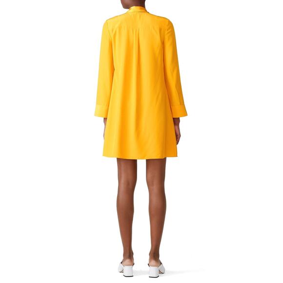 TORY BURCH Women's Yellow Golden 100% Silk Crew Neckline Sophia Dress Size 2 - Picture 2 of 11